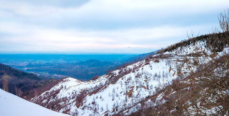 Po Valley panorama, seen from the Bielmonte alpine peak (Biella Province, Piedmont Region, Northern Italy). © stefanopez