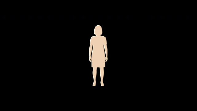 Digital human woman silhouette materializing in cyberspace