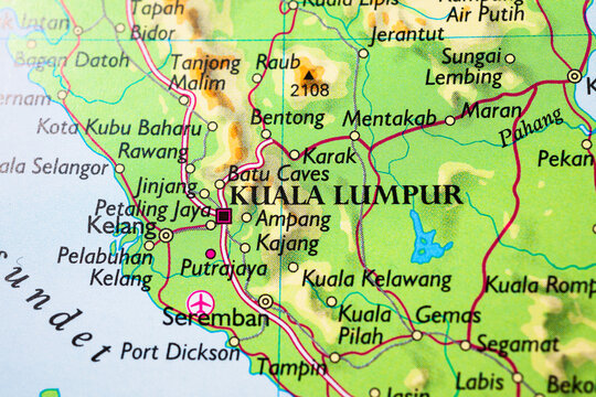 Detailed road map close up of Kuala Lumpur Malaysia urban transport network.