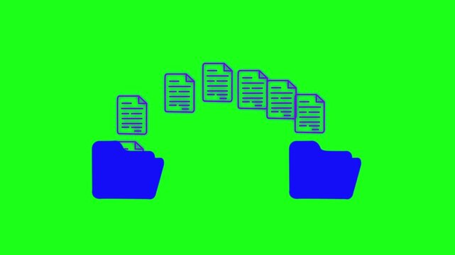 File transfer from folder to folder, copying data on computer, transparent background footage, Fast file transfer, quick torrent of copying data from folder to folder on computer,4k video.