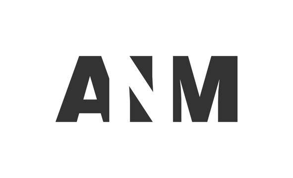 ANM logo design. Initial letter A N M bold font style for tech startups, consulting, corporate branding. Creative company name, headlines typography identity, trendy logotype.