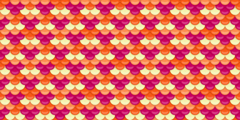 Vibrant, repeating scale pattern in shades of pink, orange, and cream.  Perfect for textile design, website backgrounds, or any project needing a playful, summery aesthetic. © Olena