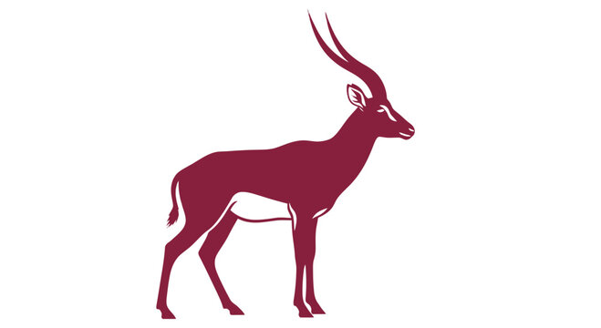 Red Antelope Silhouette with Long Horns.