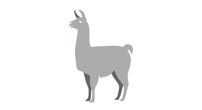 Simple Gray Llama Silhouette Illustration.