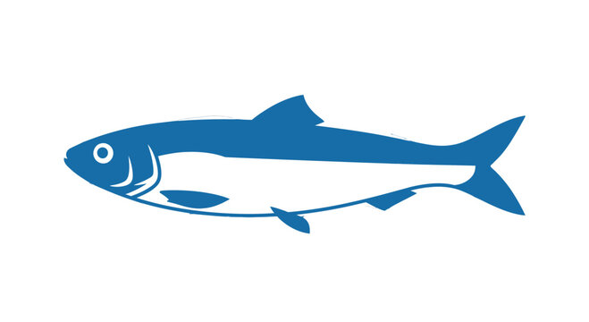 Blue Fish Illustration Side View.