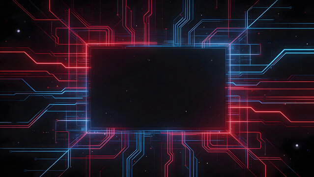 Circuit board with glowing lines