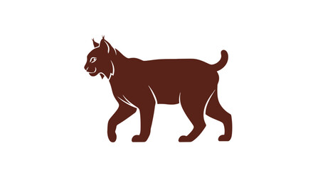 Brown Lynx Silhouette Walking Sideways Profile. © Abutop