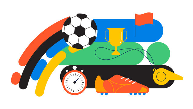 Colorful football 2026 competition design. Geometric background for soccer World Cup 26 tournament. Modern sport illustration.