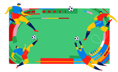 Obraz premium Football stadium 2026 competition design. Geometric soccer field background for World Cup 26 tournament. Modern sport illustration.