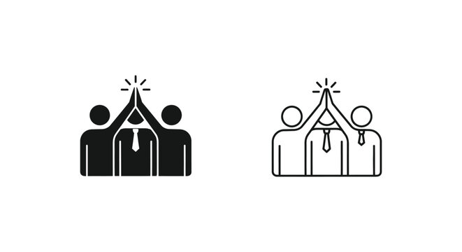 black and white icons of people in teamwork Vector
