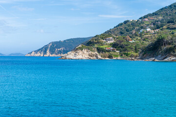 Naklejka premium Coastline of Elba island, Italy, in springtime