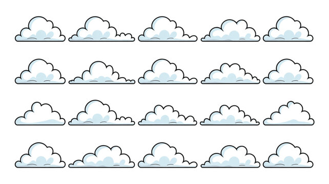 Set of cartoon cloud borders and frames for design and decoration