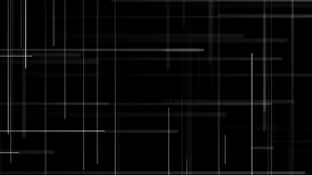 Elegant black and white background animation with gently moving white and grey straight lines. This dark minimalist motion background is full HD and a seamless loop.