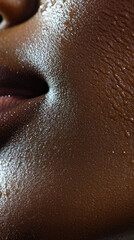 Fototapeta premium A close-up shot of a woman's face with water droplets, suitable for use in beauty or spa-related content