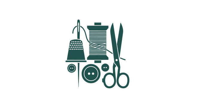 Sewing Tools and Accessories Illustration.