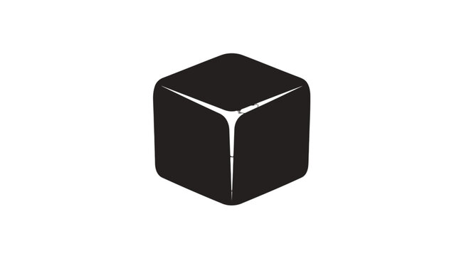 Black Cube Object with Shiny Edges.