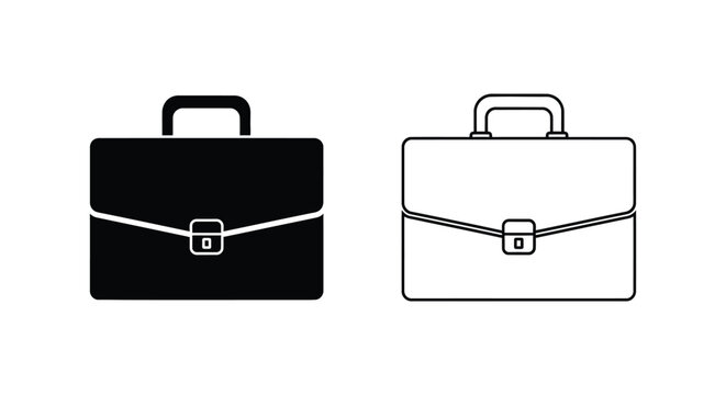 a black and white briefcase with a handle and buckle Vector