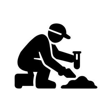 Soil sampling solid black icon vector illustration