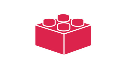 Red Plastic Toy Brick Block Closeup. © Adapam