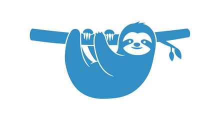 Blue Sloth Hanging on Branch Illustration. © Adapam