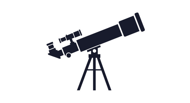 Black Refractor Telescope on Stand.