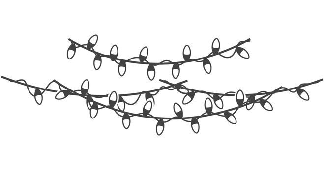 Christmas String Lights Isolated on White.