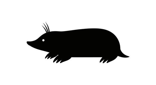 Black Silhouette of a Mole Animal.