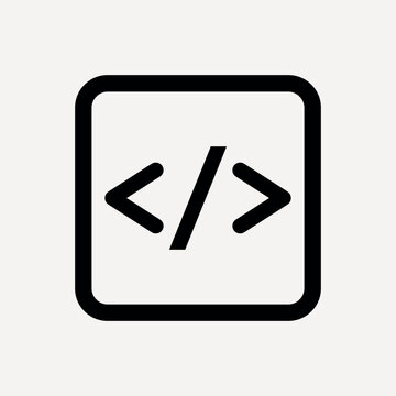 Code symbol in square icon, user interface vector