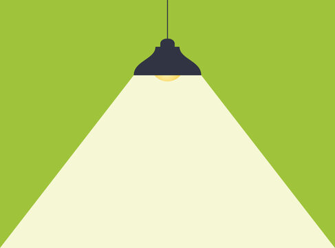 Ceiling lamp light on a wall, copy space, vector design