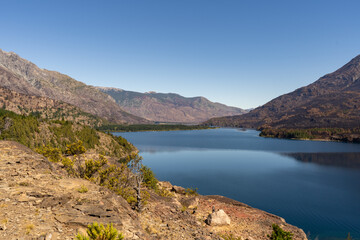 Naklejka premium lake and mountains