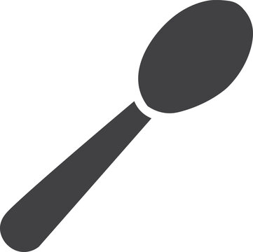 Minimalist spoon icon vector, black kitchen utensil silhouette, simple cutlery symbol for restaurant menu and food service branding