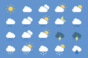 Fototapeta premium Weather icons set illustration vector