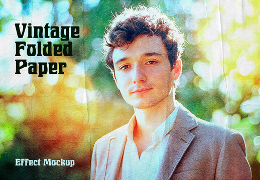 Vintage Folded Paper Effect Mockup
