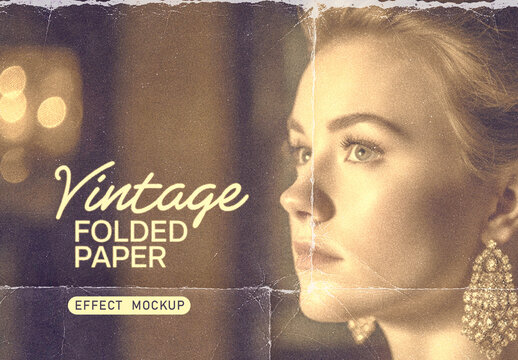 Vintage Folded Paper Effect Mockup