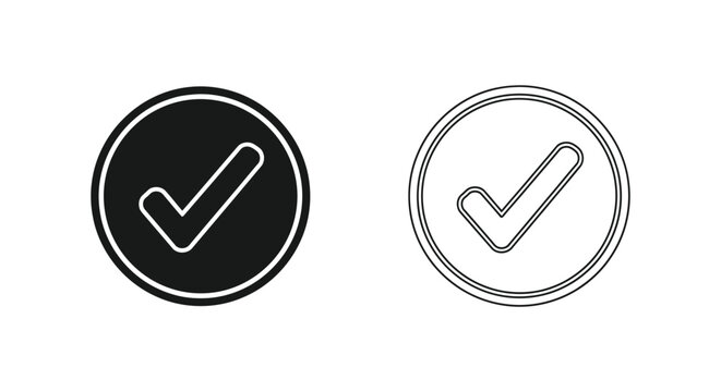 black and white checkmark icons Vector