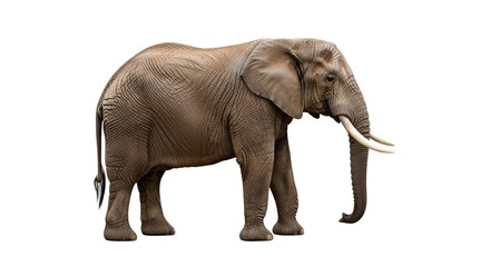 Obraz premium Majestic African Elephant Walking in Natural Habitat with Soft Backlighting