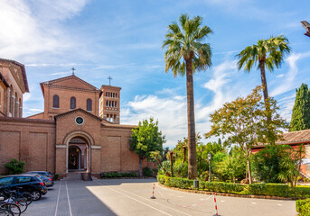 Obraz premium Sant'Anselmo all'Aventino (Saint Anselm on Aventine) - Benedictine complex on piazza Cavalieri di Malta square of Aventine Hill, Rome, Italy