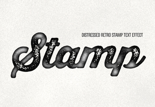 Distressed Retro Stamp Script Text Effect