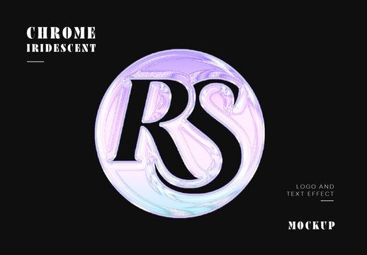 Chrome Iridescent Logo And Text Effect Mockup