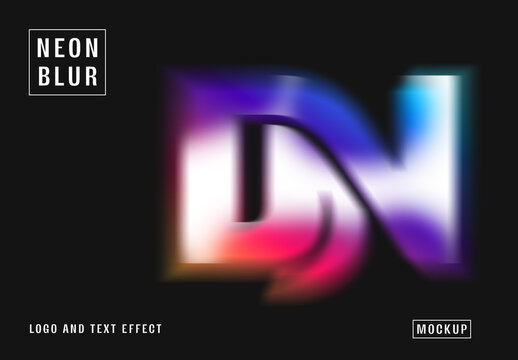 Neon Blur Logo And Text Effect Mockup
