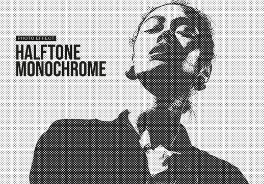 Halftone Monochrome Print Photo Effect