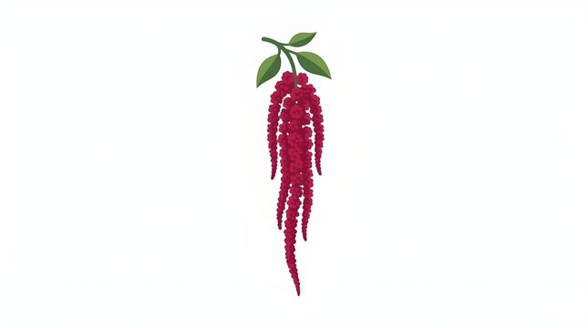 Drooping Red Amaranthus Flower Vector, Botanical Love-Lies-Bleeding Plant Illustration for Floral Pattern, Logo Design, and Summer Nature Concept, Minimalist Flat Style Decorative Art