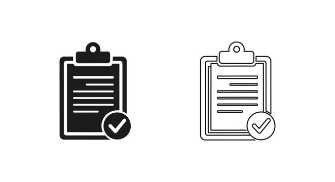 black and white clipboard icons with checkmarks Vector