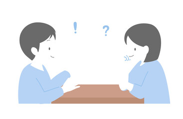 Obraz premium 男女が座って会話するコミュニケーションイラスト
