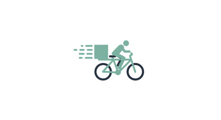 Fototapeta premium Man riding bicycle with delivery box.