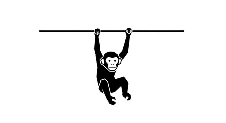 Monkey hanging from a horizontal bar. © tompel