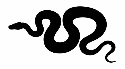 Obraz premium black silhouette of a python snake coiling and moving in flat vector style