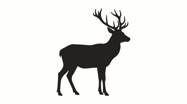 silhouette of a deer with antlers in side view