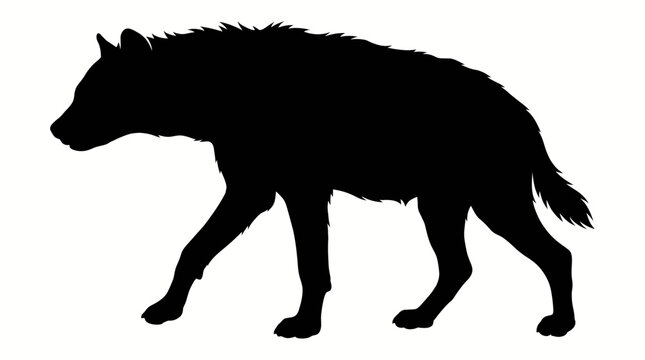 silhouette of a hyena standing in side view