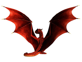 Naklejka premium 3d render illustration of a red dragon